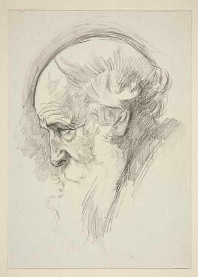 Portrett av en gammel skjeggete mann, i profil av Edwin Austin Abbey