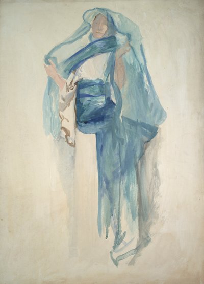 Mulig studie for en av de fangede dydene, figurstudie for av Edwin Austin Abbey