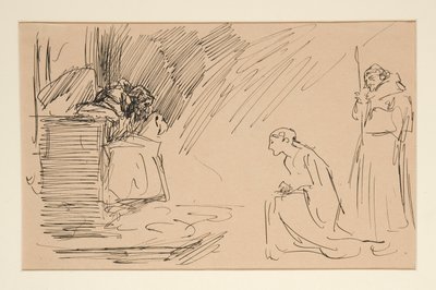 Foreløpig skisse for akt II, scene I, alle av Edwin Austin Abbey