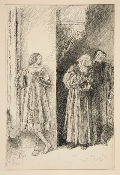 Proteus og Antonio, fra akt I, Scene iii, Two Gentlemen of Verona av Edwin Austin Abbey
