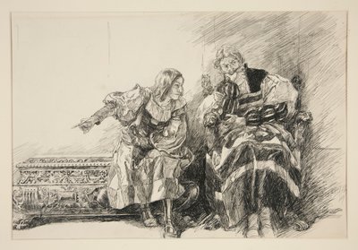 Proteus og hertugen, fra akt III, scene i, Two Gentlemen of Verona av Edwin Austin Abbey