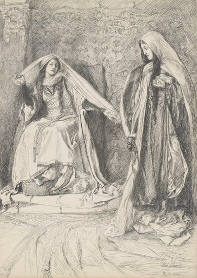 Rebecca og Rowena, illustrasjon for Ivanhoe av Edwin Austin Abbey
