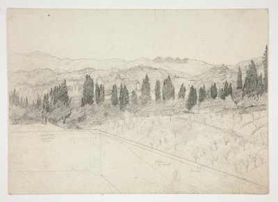 Romersk(?) landskap sett fra balkong (recto); Havbilde (verso) av Edwin Austin Abbey