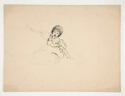 Screaming woman (studie for .3439), skisse for The Lay of the Lobster av Edwin Austin Abbey