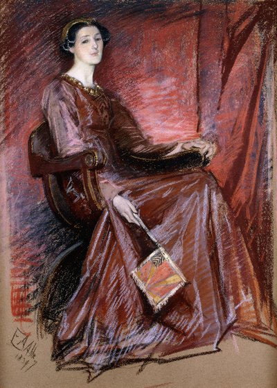 Sittende kvinne med elisabethansk hodeplagg, 1897 av Edwin Austin Abbey