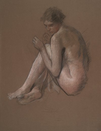 Sittende naken kvinneskikkelse. av Edwin Austin Abbey