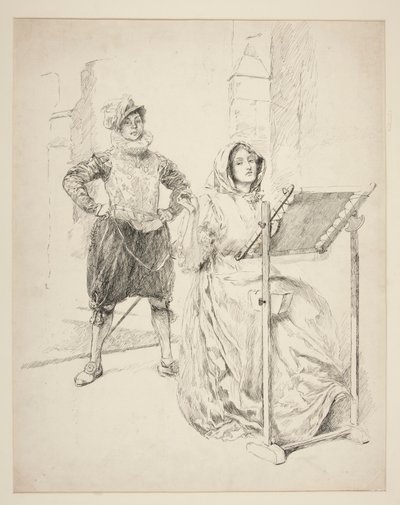 Skisse til påskeliljesangen av Edwin Austin Abbey
