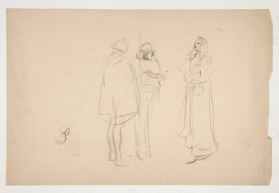 Skisse av tre menn, fra Merchant of Venice av Edwin Austin Abbey