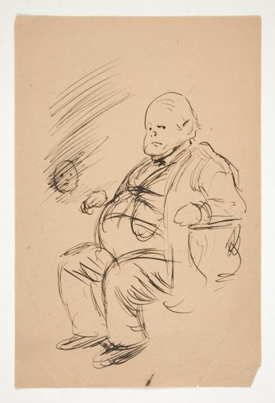 Skisse av en feit mann, sittende av Edwin Austin Abbey