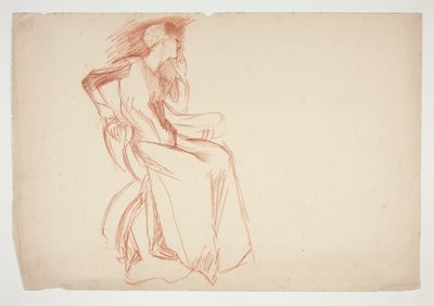 Skisse av en kvinnelig figur, sittende - uidentifisert illustrasjon av Edwin Austin Abbey