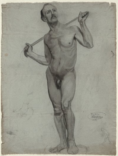 Skisse av en mannlig naken (studiotegning) av Edwin Austin Abbey