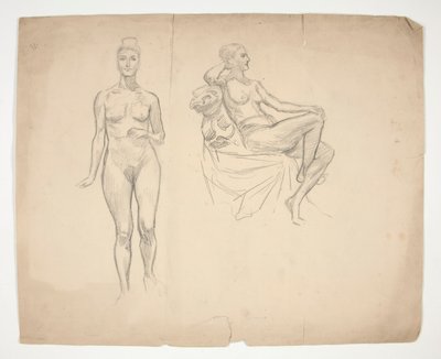 Skisse av en modell i to positurer av Edwin Austin Abbey