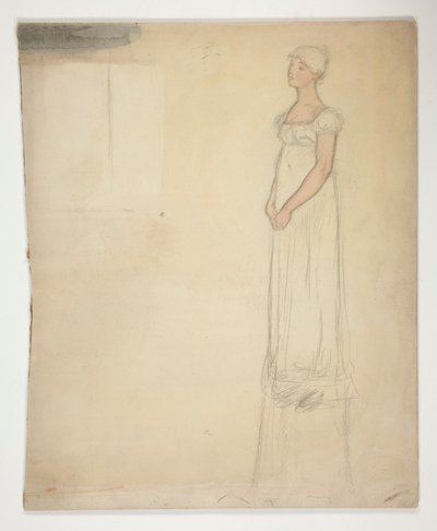 Skisse av en kvinne - kostymestudie for et teaterstykke? av Edwin Austin Abbey