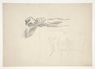 Skisse av to armer i kamp av Edwin Austin Abbey