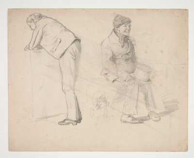 Skisse av to menn - uidentifisert illustrasjon av Edwin Austin Abbey