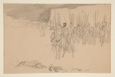 Soldat på hesteryggen - (uidentifisert illustrasjon) av Edwin Austin Abbey