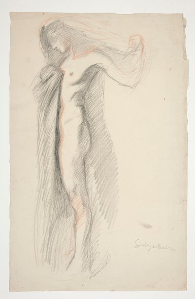 Studie av figuren kl. 18.00, for The Hours-veggmaleriet ved State Capitol-bygningen i Harrisburg, Pennsylvania av Edwin Austin Abbey