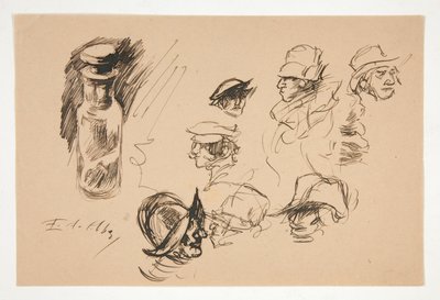 Studier av flaske og hoder av Edwin Austin Abbey
