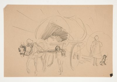 Studie for .1201 - illustrasjon for Oliver Goldsmith av Edwin Austin Abbey