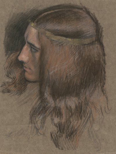 Studie for leder av Hamlet i Hamlet. av Edwin Austin Abbey