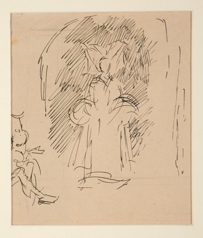 Studie for prest og den store dame (akvarell) av Edwin Austin Abbey