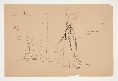 Studie for prest og den store dame (akvarell) av Edwin Austin Abbey