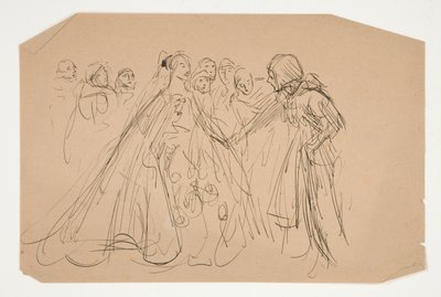 Studie for The Quest of the Holy Grail (serie med femten malerier for Boston Public Library, fullført i 1901) av Edwin Austin Abbey