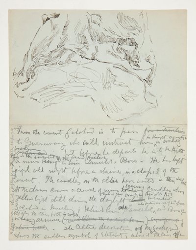 Studie for The Quest of the Holy Grail (serie med femten malerier for Boston Public Library, fullført i 1901): studie av draperi av Edwin Austin Abbey