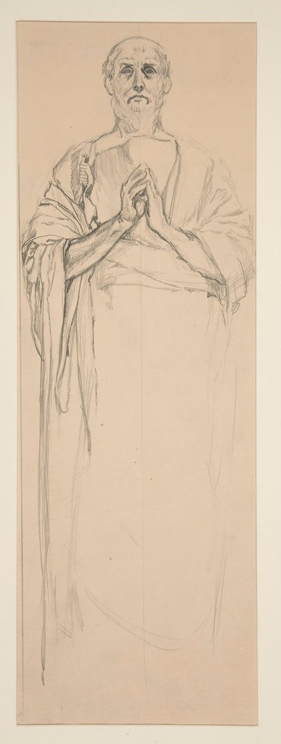 Studie for et glassmaleri som viser St. Peter, Paris av Edwin Austin Abbey