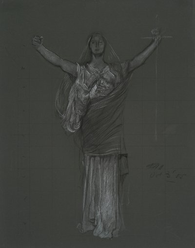 Studie for allegorisk figur av lov, rondel i rotunden til Pennsylvania State Capitol Building, Harrisburg, 1902-1911 av Edwin Austin Abbey