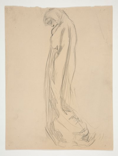 Studie for figur på 22:00 in av Edwin Austin Abbey