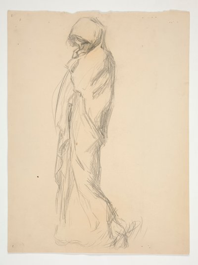 Studie for figur på 23.00(?) in av Edwin Austin Abbey