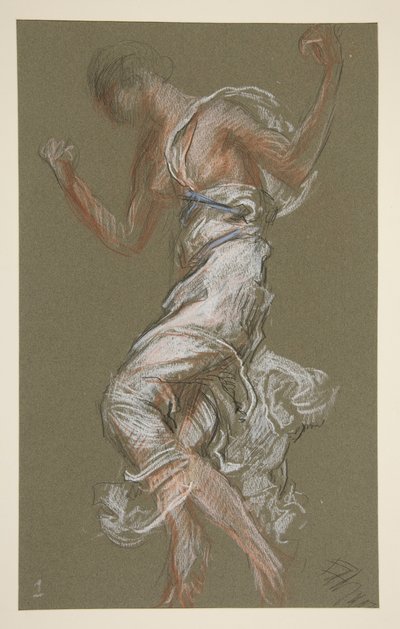 Studie for figur på 13.00 in av Edwin Austin Abbey
