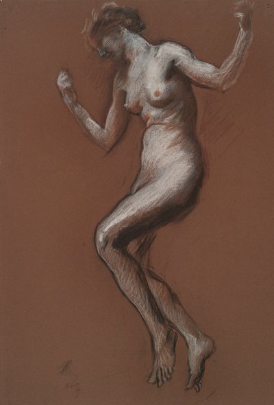 Studie for figur på 13.00 in av Edwin Austin Abbey
