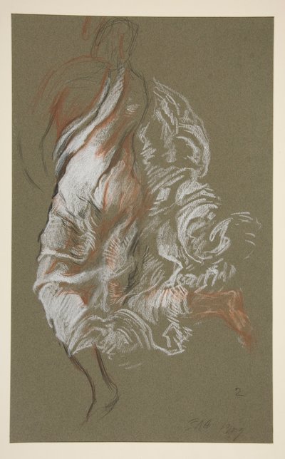 Studie for figur på 14:00 in av Edwin Austin Abbey
