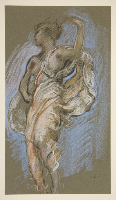 Studie for figur på 16:00 in av Edwin Austin Abbey
