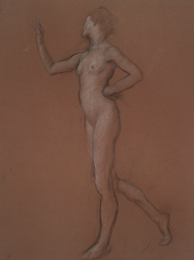 Studie for figur av 7 am for av Edwin Austin Abbey