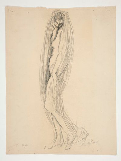 Studie for figur av 7 pm for av Edwin Austin Abbey