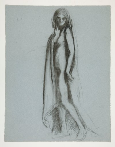 Studie for figur på 19.00 in av Edwin Austin Abbey