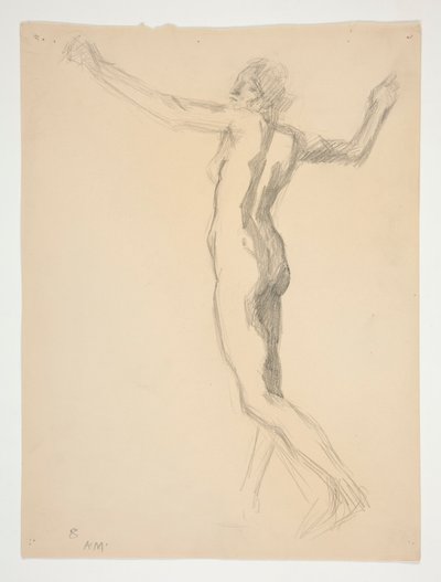 Studie for figur av 8 am for av Edwin Austin Abbey