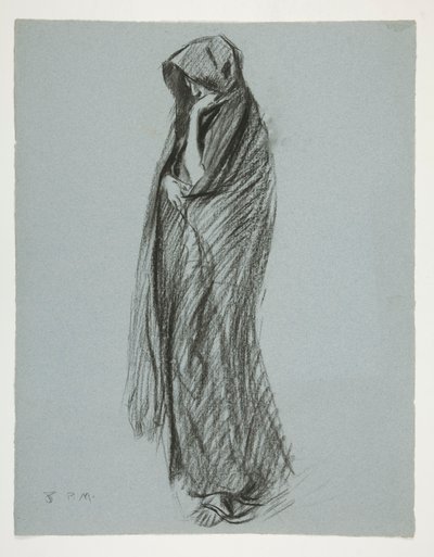 Studie for figur på 8 pm in av Edwin Austin Abbey