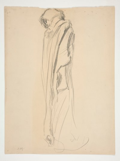 Studie for figur på 21:00 in av Edwin Austin Abbey