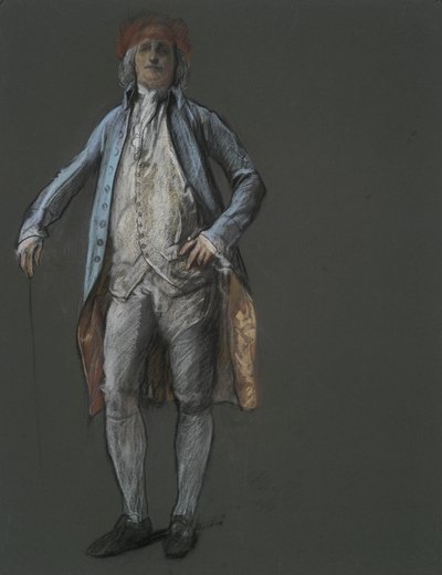 Studie for figur av Benjamin Franklin i av Edwin Austin Abbey