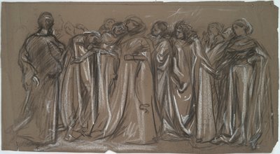 Studie for de fangede dydene, figurstudie for av Edwin Austin Abbey