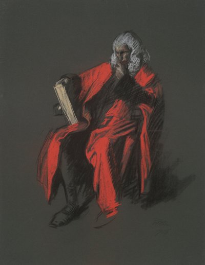 Studie for figuren til sjefsjef Thomas McKean, i av Edwin Austin Abbey