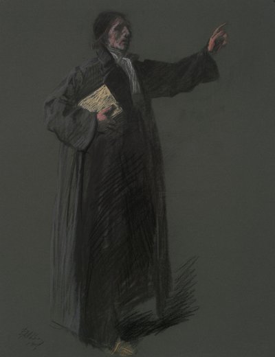 Studie for figuren til Johann Kelpius, i av Edwin Austin Abbey