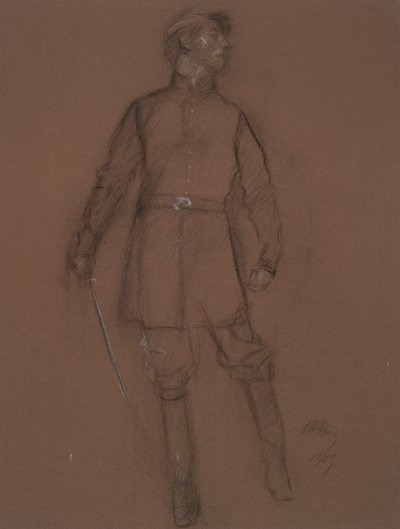 Studie for figuren til en borgerkrigsgeneral, i av Edwin Austin Abbey