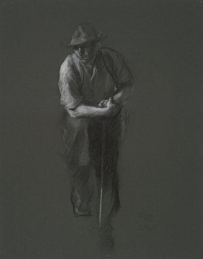 Studie for figuren til en arbeider(?), i av Edwin Austin Abbey