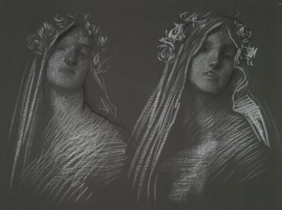 Studie for leder av Blanchefleur for av Edwin Austin Abbey