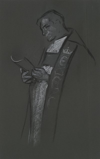 Studie av biskop for kroning av Edward VII av Edwin Austin Abbey